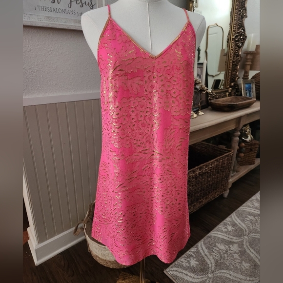 Lilly Pulitzer Lela Silk Dress Coral Reef Pinapple - Picture 2 of 8